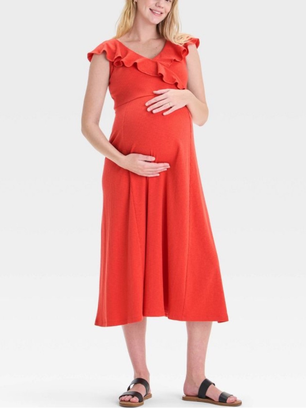 Isabel Maternity Flutter Short Sleeve Knit Midi Dress  by Ingrid & Isabel Sz XXL